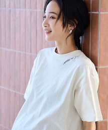 【春色×ゆるシルエット/6色展開/WEB限定/推しカラー】刺繍ハーフスリーブTシャツ