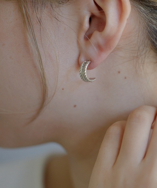 《スターリングシルバー使用》柄入5×15mmフープピアス（ピアス（両耳用））｜ear PAPILLONNER（イアパピヨネ）