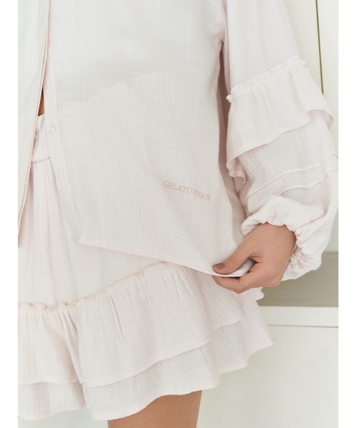 【タグ付き新品】ジェラートピケ　【SPRING】フリルブラウス セール】【SPRING】フリルブラウス（ルームウェア/パジャマ