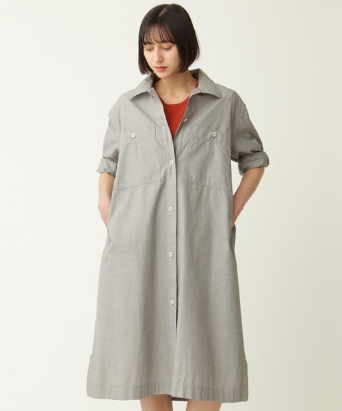 美品 マーガレットハウエル ウール混 2 M シャツワンピース ベージュ ロング マーガレットハウエル シャツワンピース ひざ丈 長袖 リネン混 1 S