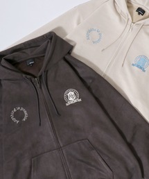 Fake Suede Game Sweat Hoodie/オーバーサイズ ブロークコア ゲームシャツ ユニフォーム フェイクスエード フルジップパーカー フーディー パーカー スウェット レディース メンズ