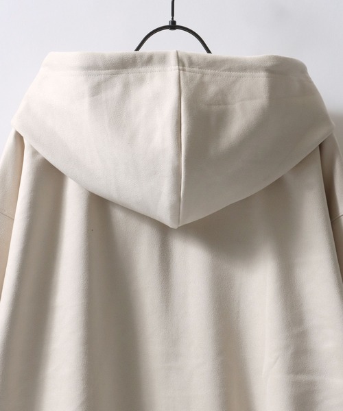 SITRY(シトリー)の「Fake Suede Game Sweat Hoodie/オーバーサイズ ブロークコア ゲームシャツ ユニフォーム フェイクスエード フルジップパーカー フーディー パーカー スウェット レディース メンズ(パーカー・メンズ・チャコール/アイボリー/グレイッシュブルー・L/M)」の9枚目の写真