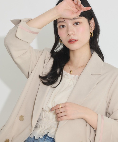 earth music&ecology（アースミュージックアンドエコロジー）の「ダブルテーラードジャケット（テーラードジャケット・レディース・ベージュ/ネイビー/杢グレー・M/L）」の22枚目の写真