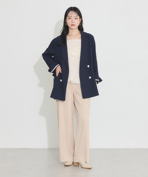 earth music&ecology（アースミュージックアンドエコロジー）の「ダブルテーラードジャケット（テーラードジャケット・レディース・ベージュ/ネイビー/杢グレー・M/L）」の13枚目の写真