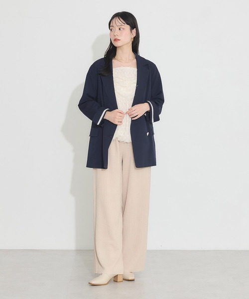 earth music&ecology（アースミュージックアンドエコロジー）の「ダブルテーラードジャケット（テーラードジャケット・レディース・ベージュ/ネイビー/杢グレー・M/L）」の14枚目の写真