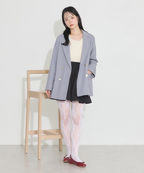 earth music&ecology（アースミュージックアンドエコロジー）の「ダブルテーラードジャケット（テーラードジャケット・レディース・ベージュ/ネイビー/杢グレー・M/L）」の19枚目の写真