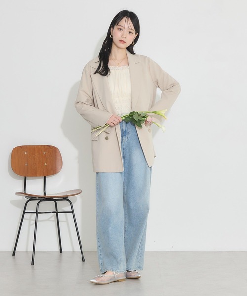 earth music&ecology（アースミュージックアンドエコロジー）の「ダブルテーラードジャケット（テーラードジャケット・レディース・ベージュ/ネイビー/杢グレー・M/L）」の8枚目の写真