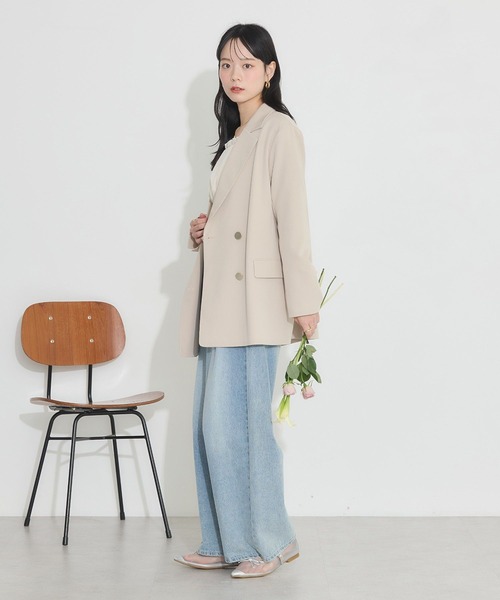 earth music&ecology（アースミュージックアンドエコロジー）の「ダブルテーラードジャケット（テーラードジャケット・レディース・ベージュ/ネイビー/杢グレー・M/L）」の9枚目の写真