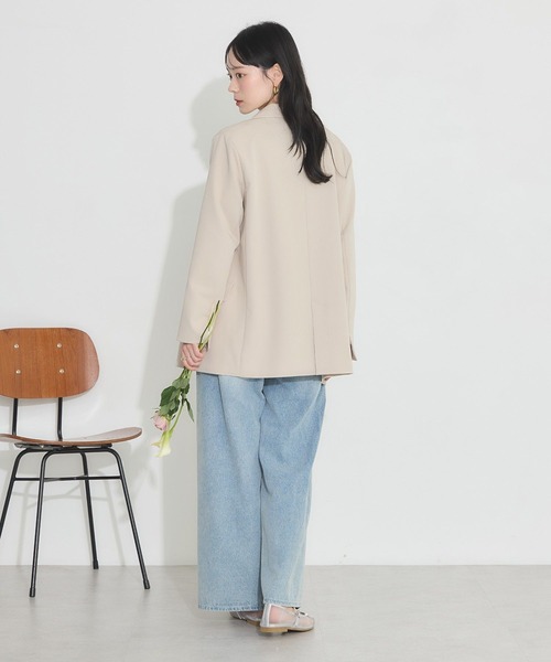 earth music&ecology（アースミュージックアンドエコロジー）の「ダブルテーラードジャケット（テーラードジャケット・レディース・ベージュ/ネイビー/杢グレー・M/L）」の10枚目の写真