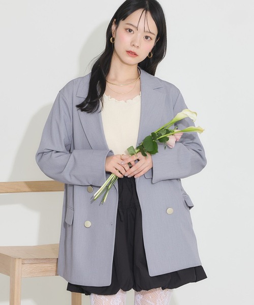 earth music&ecology（アースミュージックアンドエコロジー）の「ダブルテーラードジャケット（テーラードジャケット・レディース・ベージュ/ネイビー/杢グレー・M/L）」の18枚目の写真