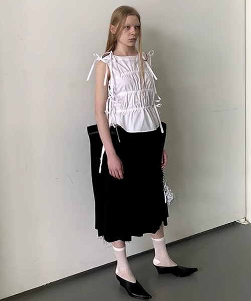 ギャザーリボンタンクトップ LON25s009-ファッション通販サイト