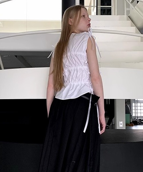 ギャザーリボンタンクトップ LON25s009-ファッション通販サイト