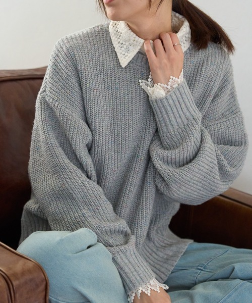 つぶつぶ MIXカラーネップニット（ニット/セーター）｜TRIANGLE PALETTE（トライアングルパレット）