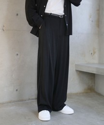 【セットアップ対応】プリーツワイドストレートパンツ