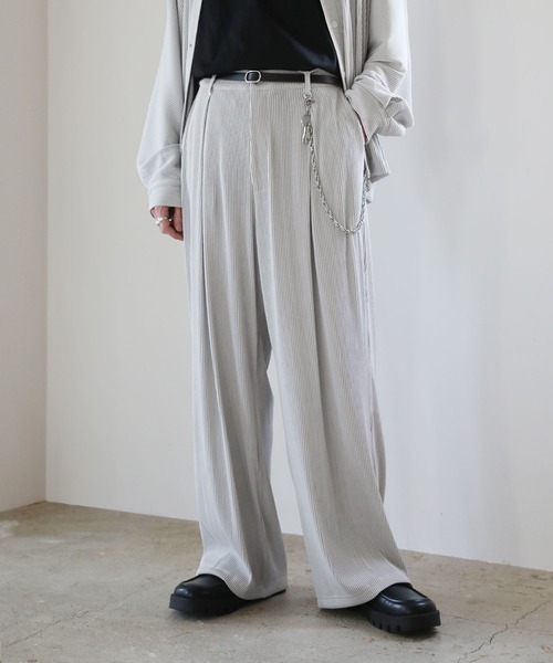 ASTRONOMY（アストロノミー）の「【セットアップ対応】プリーツワイドストレートパンツ（その他パンツ・メンズ・ブラック/グレー/チャコール・S/M/L）」の12枚目の写真