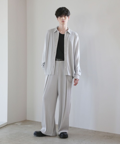 ASTRONOMY（アストロノミー）の「【セットアップ対応】プリーツワイドストレートパンツ（その他パンツ・メンズ・ブラック/グレー/チャコール・S/M/L）」の16枚目の写真