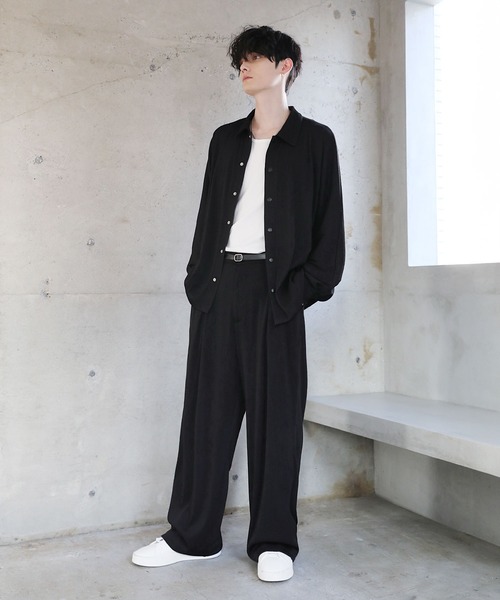 ASTRONOMY（アストロノミー）の「【セットアップ対応】プリーツワイドストレートパンツ（その他パンツ・メンズ・ブラック/グレー/チャコール・S/M/L）」の11枚目の写真