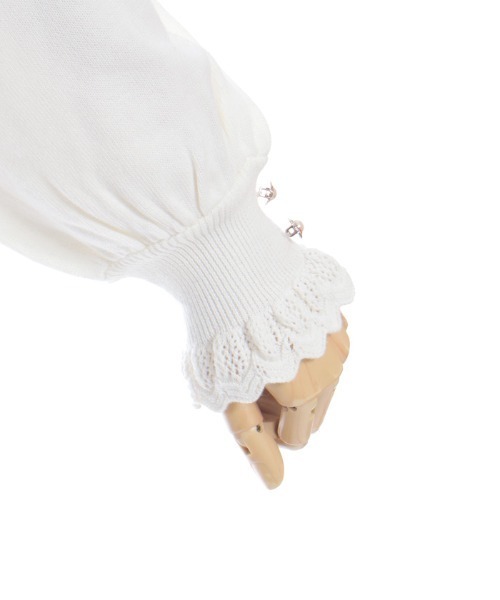 axes femme（アクシーズファム）の「ブローチ付透かしフリルニット（ニット/セーター・レディース・キナリ/グレイッシュベージュ/ネイビー・FREE）」の18枚目の写真