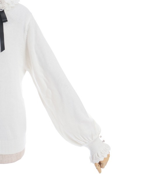 axes femme（アクシーズファム）の「ブローチ付透かしフリルニット（ニット/セーター・レディース・キナリ/グレイッシュベージュ/ネイビー・FREE）」の19枚目の写真