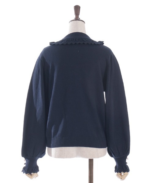 axes femme（アクシーズファム）の「ブローチ付透かしフリルニット（ニット/セーター・レディース・キナリ/グレイッシュベージュ/ネイビー・FREE）」の22枚目の写真