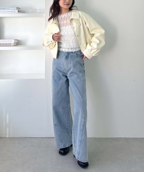 archives（アルシーヴ）の「ポイントＪＱデニムワイドデニム（デニムパンツ・レディース・ブラック/ブルー・SMALL/MEDIUM）」の10枚目の写真