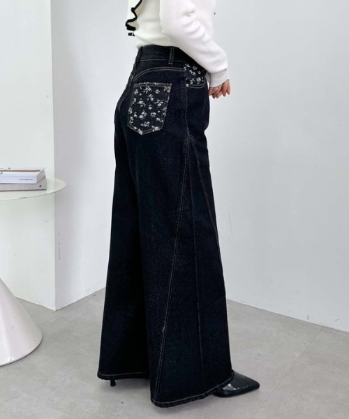 archives（アルシーヴ）の「ポイントＪＱデニムワイドデニム（デニムパンツ・レディース・ブラック/ブルー・SMALL/MEDIUM）」の13枚目の写真