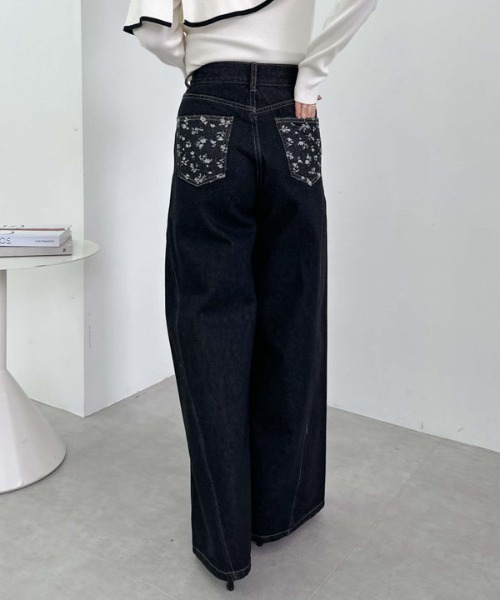 archives（アルシーヴ）の「ポイントＪＱデニムワイドデニム（デニムパンツ・レディース・ブラック/ブルー・SMALL/MEDIUM）」の14枚目の写真