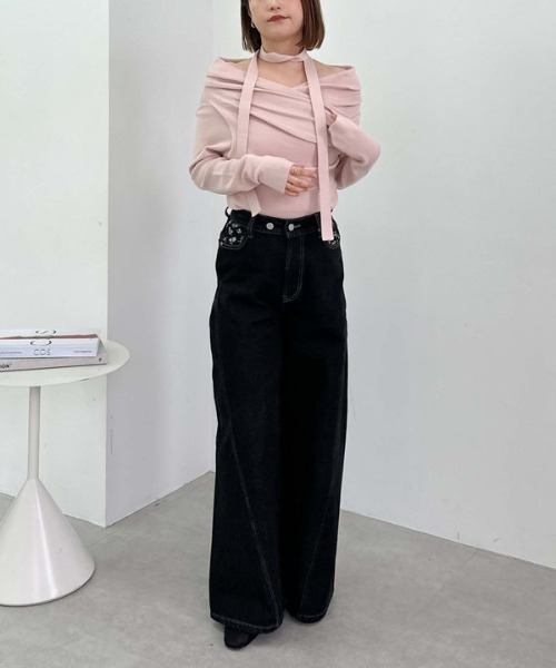 archives（アルシーヴ）の「ポイントＪＱデニムワイドデニム（デニムパンツ・レディース・ブラック/ブルー・SMALL/MEDIUM）」の8枚目の写真