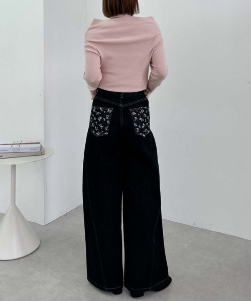 archives（アルシーヴ）の「ポイントＪＱデニムワイドデニム（デニムパンツ・レディース・ブラック/ブルー・SMALL/MEDIUM）」の9枚目の写真