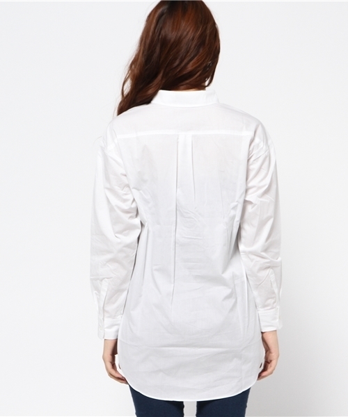 AZUL by moussy（アズールバイマウジー）の「ブロード長袖チュニックシャツ（シャツ/ブラウス・レディース・ダークネイビー/オフホワイト・SMALL/LARGE/MEDIUM）」の5枚目の写真