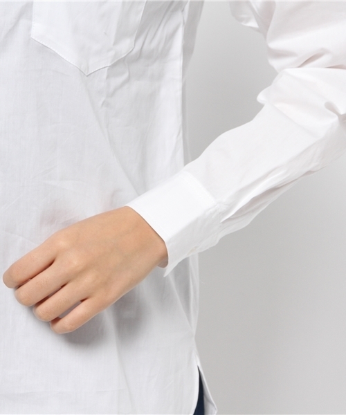 AZUL by moussy（アズールバイマウジー）の「ブロード長袖チュニックシャツ（シャツ/ブラウス・レディース・ダークネイビー/オフホワイト・SMALL/LARGE/MEDIUM）」の7枚目の写真