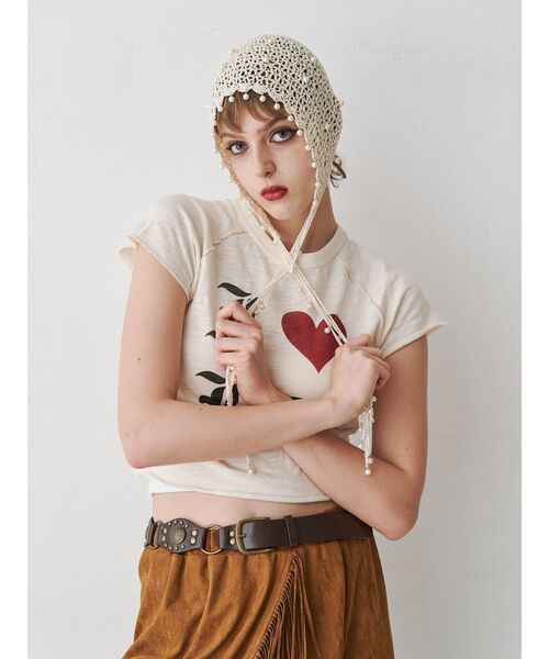 jouetie（ジュエティ）の「パールクロシェボンネット（ニットキャップ/ビーニー・レディース・アイボリー/ブラック・FREE）」の10枚目の写真