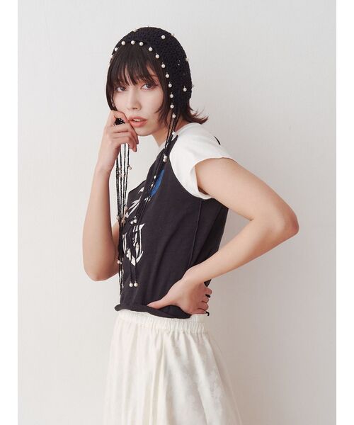 jouetie（ジュエティ）の「パールクロシェボンネット（ニットキャップ/ビーニー・レディース・アイボリー/ブラック・FREE）」の12枚目の写真