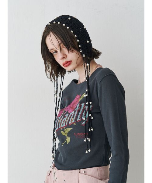 jouetie（ジュエティ）の「パールクロシェボンネット（ニットキャップ/ビーニー・レディース・アイボリー/ブラック・FREE）」の7枚目の写真