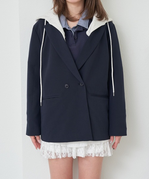 RAY CASSIN（レイカズン）の「【WEB限定価格】フード付テーラージャケット（テーラードジャケット・レディース・ベージュ/ネイビー/グレー・FREE）」の16枚目の写真