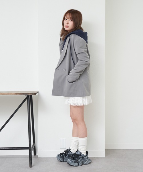 RAY CASSIN（レイカズン）の「【WEB限定価格】フード付テーラージャケット（テーラードジャケット・レディース・ベージュ/ネイビー/グレー・FREE）」の12枚目の写真