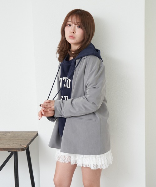 RAY CASSIN（レイカズン）の「【WEB限定価格】フード付テーラージャケット（テーラードジャケット・レディース・ベージュ/ネイビー/グレー・FREE）」の13枚目の写真