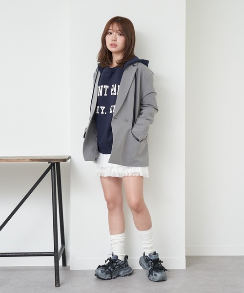 RAY CASSIN（レイカズン）の「【WEB限定価格】フード付テーラージャケット（テーラードジャケット・レディース・ベージュ/ネイビー/グレー・FREE）」の11枚目の写真