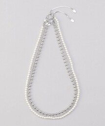 coen | フェイクパール＆ボールチェーン3連ネックレス(ネックレス)