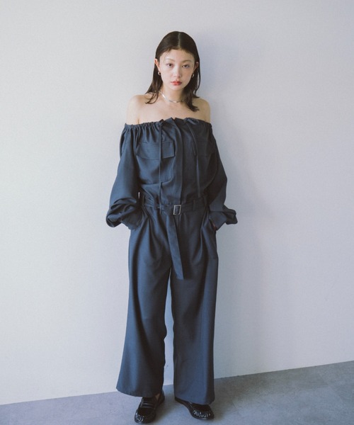 SELF PORTRAIT☆オフショルダー ジャンプスーツ♪【送料込】 Self-Portrait］オフショルダージャンプスーツ-ブラックを