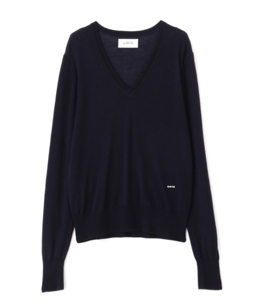 ETRE TOKYO（エトレトウキョウ）の「SANTEシルクカシミヤVネックニットプルオーバー（ニット/セーター・レディース・ブルー/オフホワイト/ネイビー・FREE）」の16枚目の写真