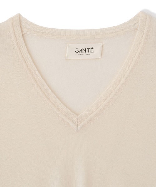 ETRE TOKYO（エトレトウキョウ）の「SANTEシルクカシミヤVネックニットプルオーバー（ニット/セーター・レディース・ブルー/オフホワイト/ネイビー・FREE）」の22枚目の写真