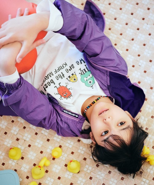 KRIFF MAYER Kid's Collection(クリフメイヤーキッズコレクション)の「【撥水】パイピングライトジャケット(ナイロンジャケット・キッズ・レンガ/ブラック/サックスブルー/パープル・150/120/160/140/130/170)」の3枚目の写真