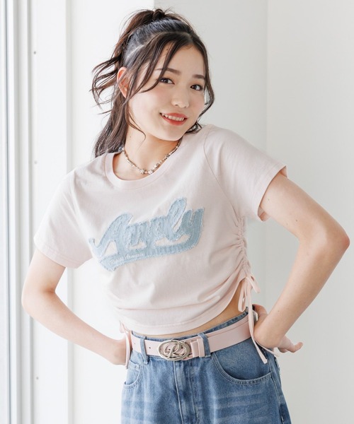 repipi armario(レピピ アルマリオ)の「DENIMワッペンシャーリングTシャツ(Tシャツ/カットソー・キッズ・ホワイト/レッド/イエロー/ブラック/スミクロ/ピンク/サックスブルー・SMALL/MEDIUM/LARGE)」の7枚目の写真