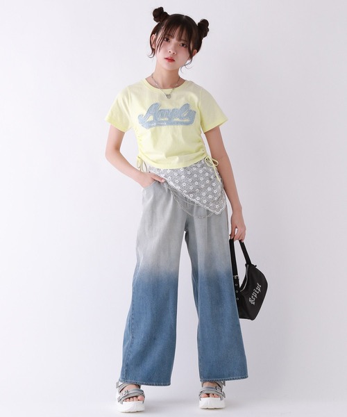 repipi armario(レピピ アルマリオ)の「DENIMワッペンシャーリングTシャツ(Tシャツ/カットソー・キッズ・ホワイト/レッド/イエロー/ブラック/スミクロ/ピンク/サックスブルー・SMALL/MEDIUM/LARGE)」の12枚目の写真