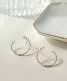 パール×ジルコニアリングピアス