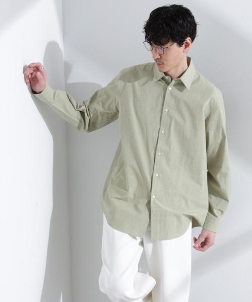 ならなら様ベージュ、グリーンシャツ リネン近江晒しオープンカラーシャツ｜nest Robe / CONFECT ONLINE SHOP