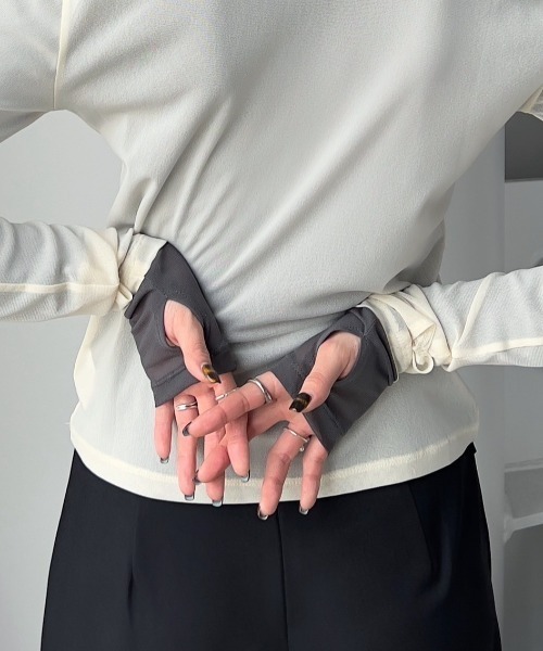 bita.（ビタ）の「シアーポロトップス（Tシャツ/カットソー・レディース・アイボリー/チャコールグレー/ブルー・FREE）」の10枚目の写真