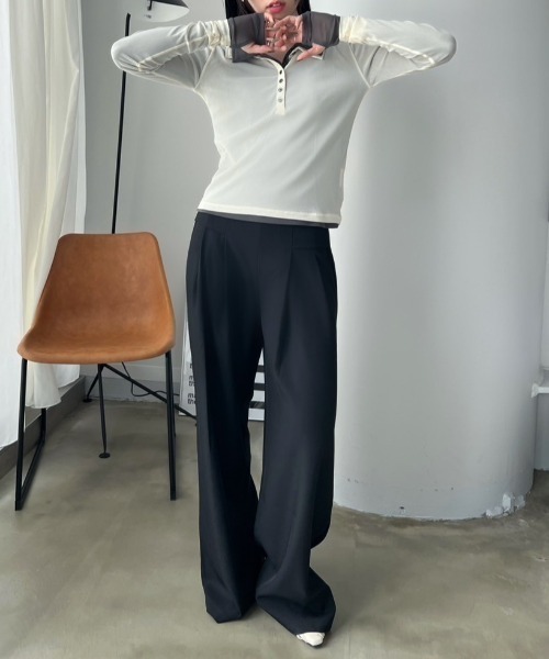 bita.（ビタ）の「シアーポロトップス（Tシャツ/カットソー・レディース・アイボリー/チャコールグレー/ブルー・FREE）」の11枚目の写真