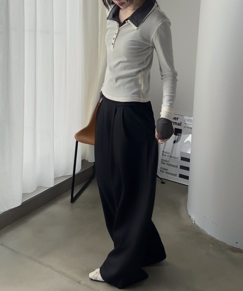 bita.（ビタ）の「シアーポロトップス（Tシャツ/カットソー・レディース・アイボリー/チャコールグレー/ブルー・FREE）」の14枚目の写真